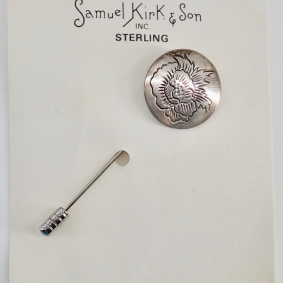 Samual Kirk & Son Sterling Silver Poppy Hat Lapel Pin 26-8 New 2.25" Long - Picture 9 of 15